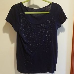 Dark Blue embellished tee
